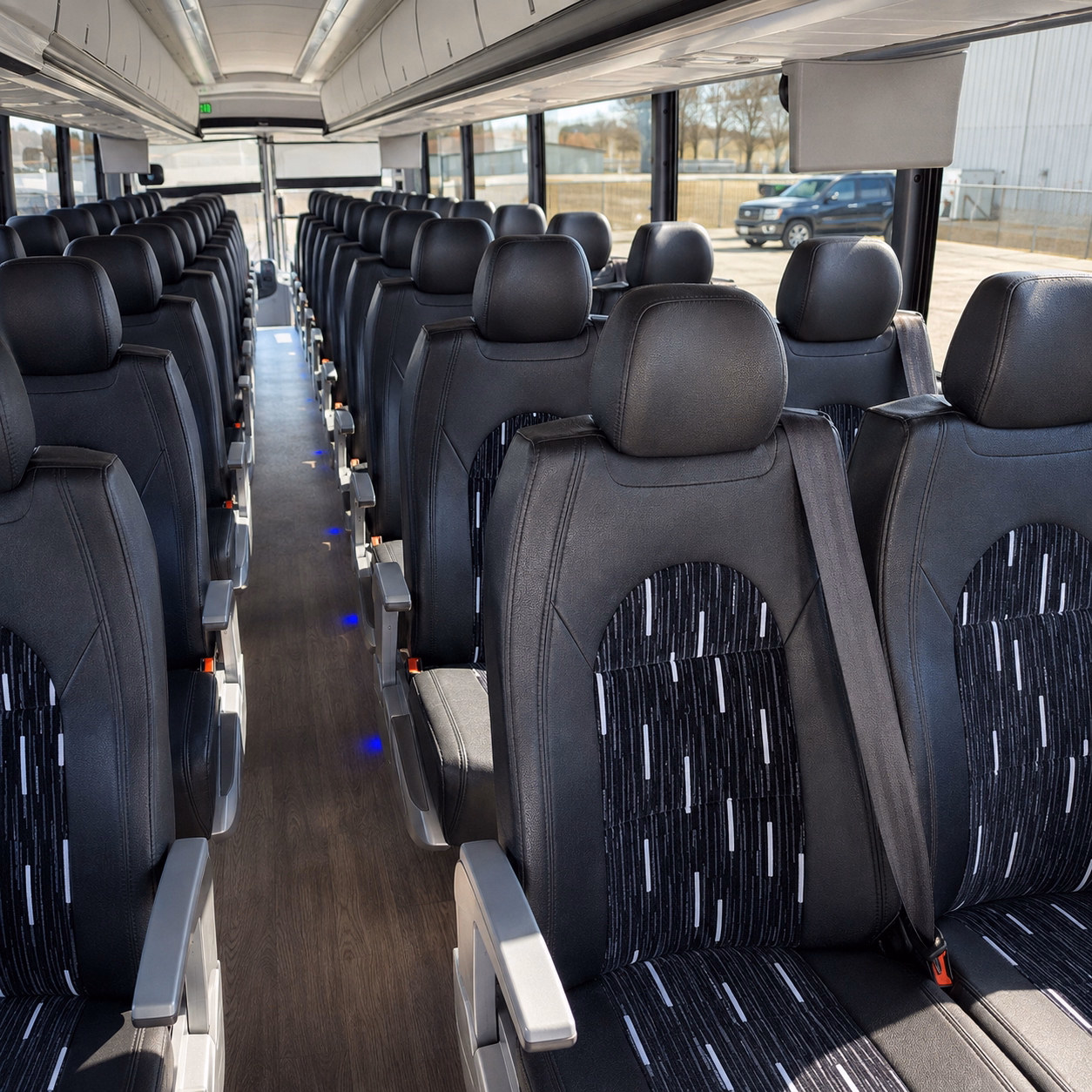 bedford charter bus rental interior