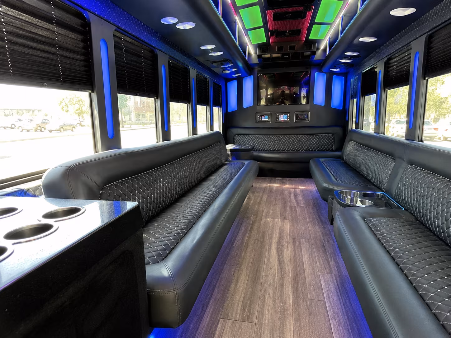euless 15 passenger party bus inside
