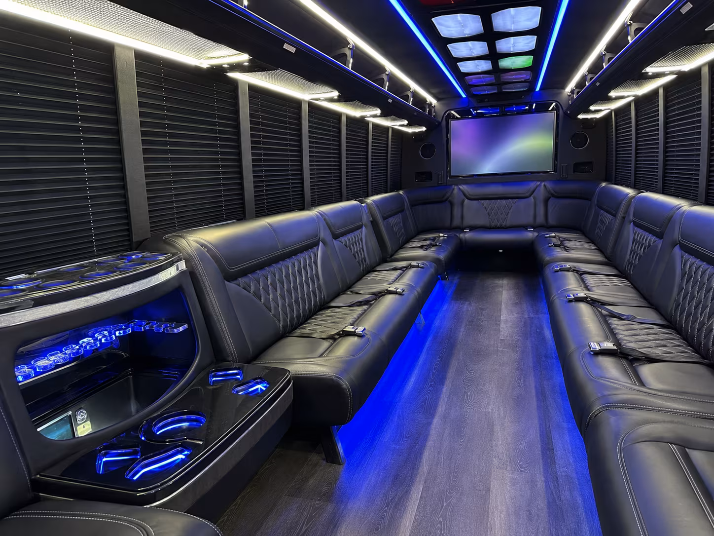 euless 20 passenger party bus inside