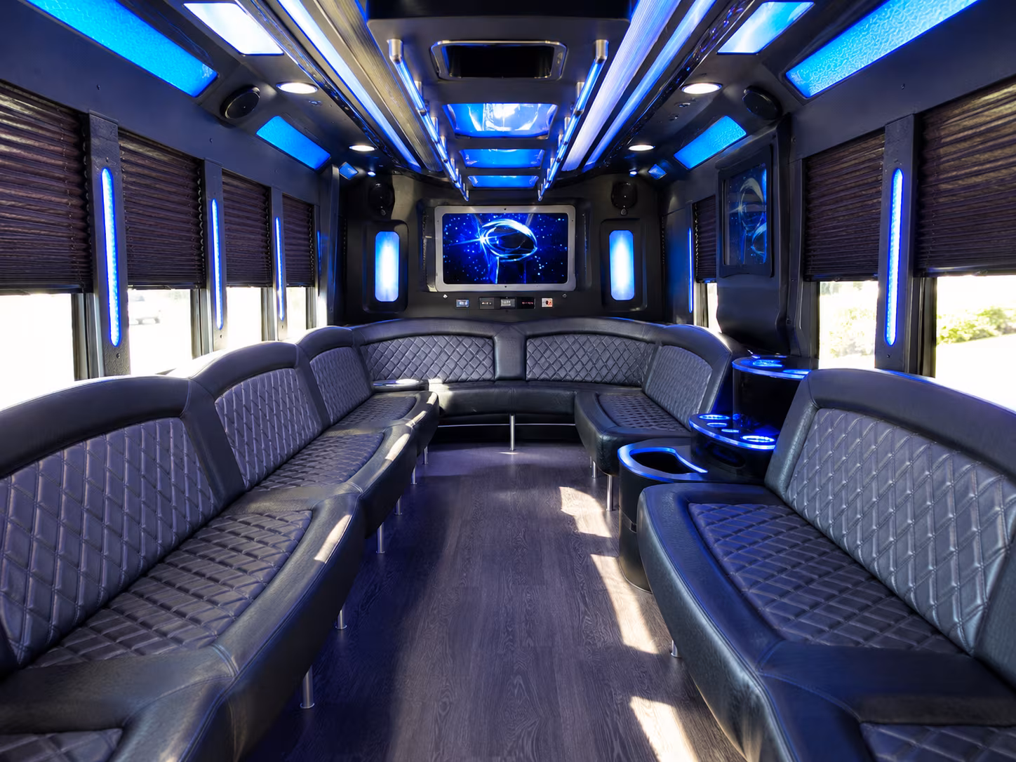 euless 28 passenger party bus inside