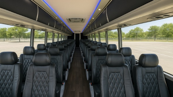 Interior of Charter Bus Company Euless's 55 Passenger Charter Bus in Euless