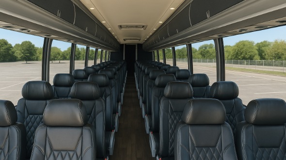Interior of Charter Bus Company Euless's 56 Passenger Charter Bus in Euless