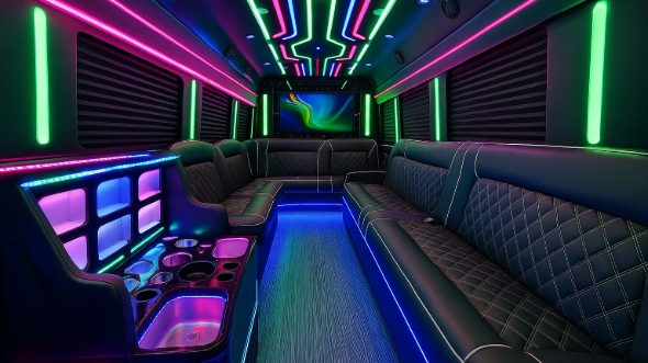 Interior of Charter Bus Company Hurst's Party Bus in Hurst